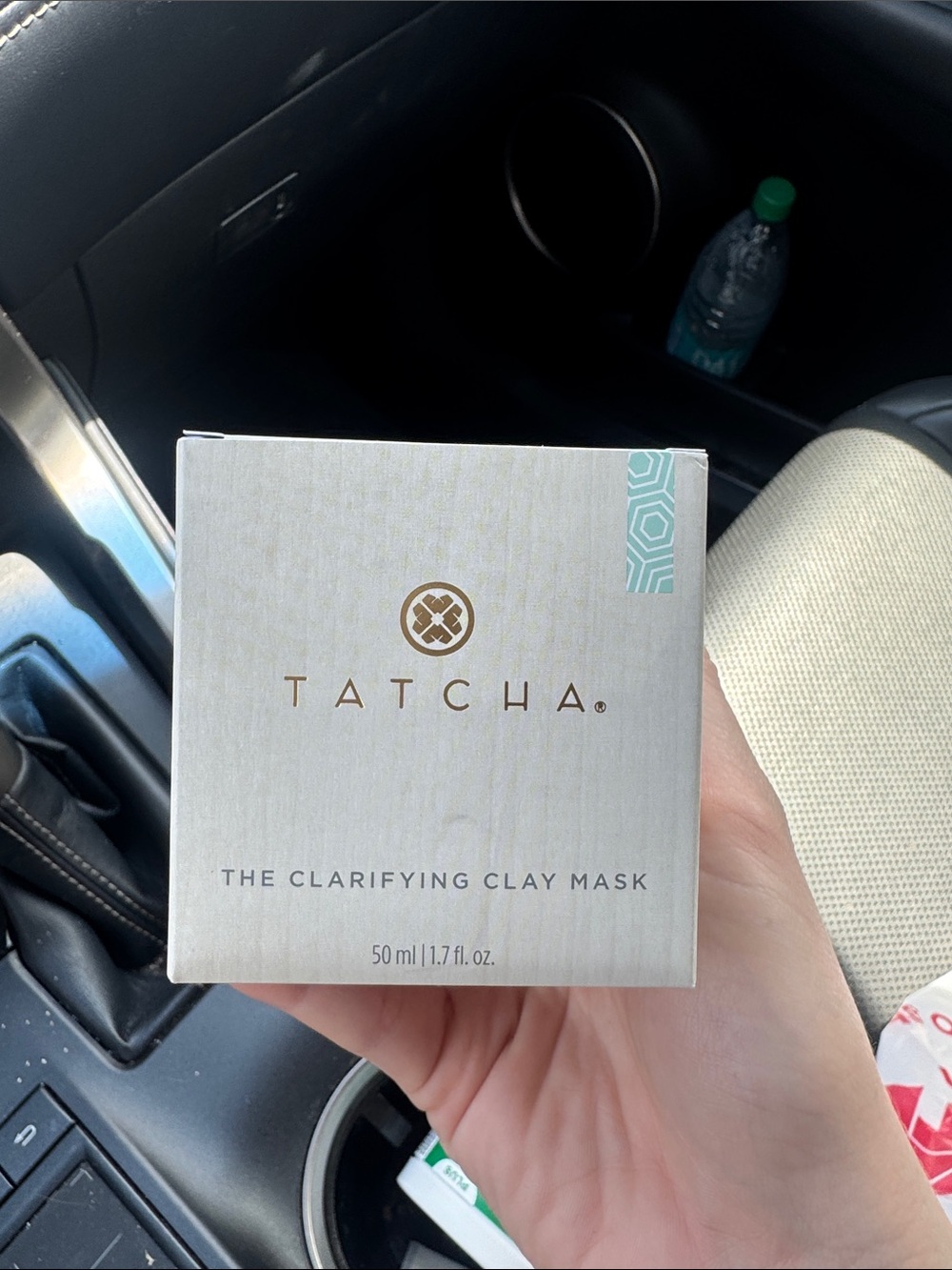 Tatcha Clarifying Clay Mask in Cream and Gold Packaging with Teal Accent